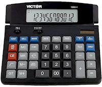 CALCULATOR, 12-DIGIT, BASIC, VICTOR 1200-4, BATTERY/SOLAR POWERED, BLACK MAIN